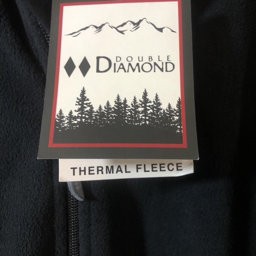 NWT Women Small Double Diamond Thermal Fleece Zip Jacket Black Zip Pockets Logo - Picture 3 of 14